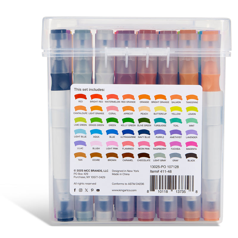 Twin-Tip™ Watercolor Pens 48 Colors - MARKERS & PENS - KINGART