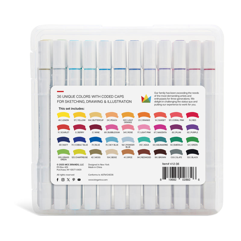 Twin-Tip™ Sketch Markers 36 Colors - Studio - KINGART