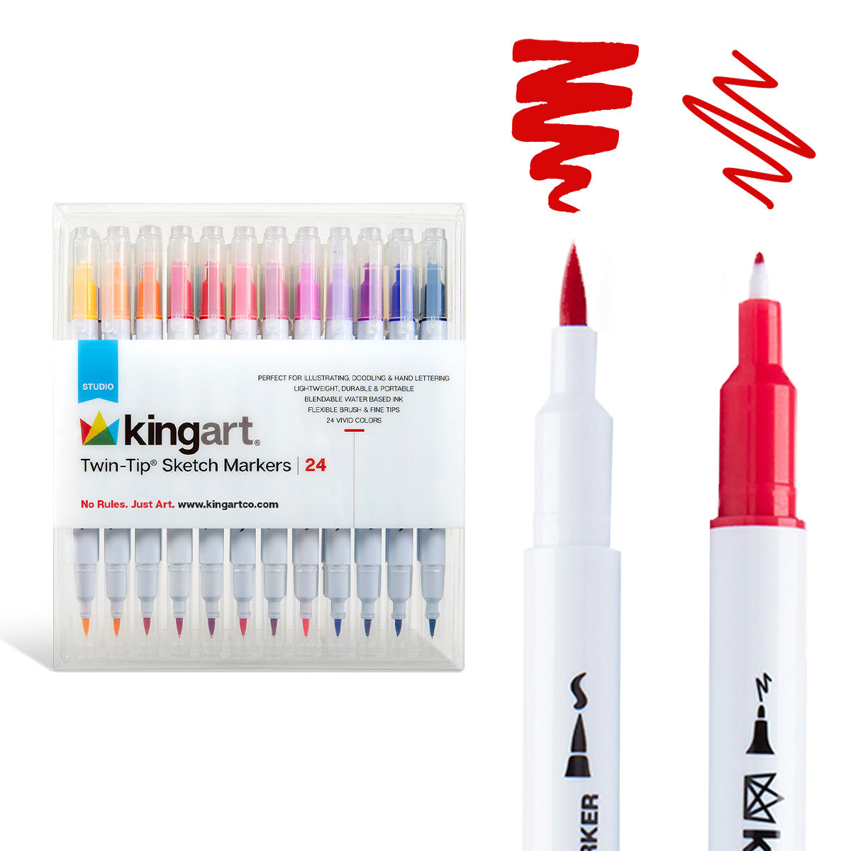 Twin-Tip™ Sketch Pens - Brush & Fine - Water-Based Ink - 24 Colors