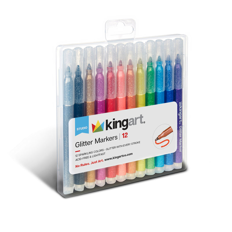 Glitter Markers 12 Colors - Studio - KINGART®