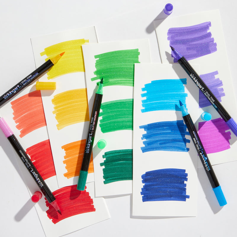Dual Tone Glitter Markers – 48 Count, 96 Colors - MARKERS & PENS - KINGART
