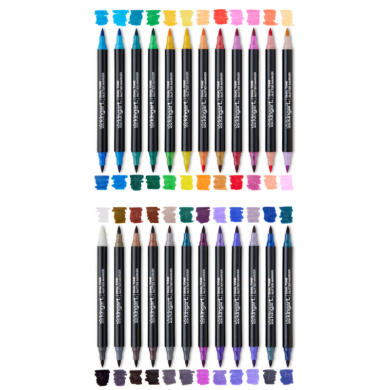 Dual Tone Glitter Markers – 24 Count, 48 Colors - MARKERS & PENS - KINGART