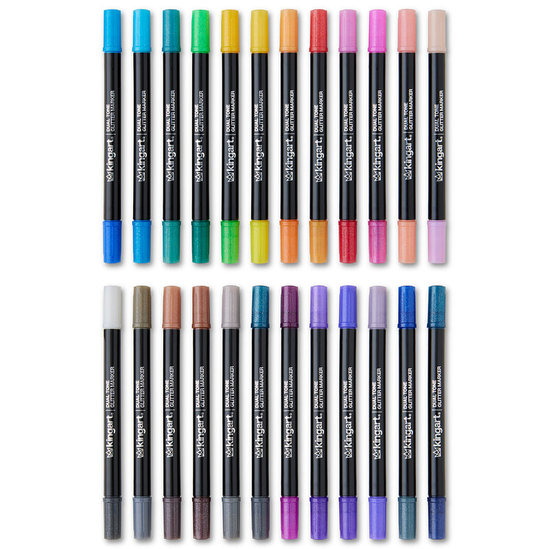 Dual Tone Glitter Markers – 24 Count, 48 Colors - MARKERS & PENS - KINGART