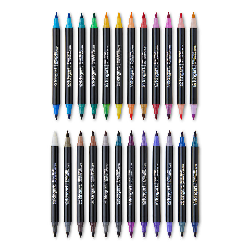 Dual Tone Glitter Markers – 24 Count, 48 Colors - MARKERS & PENS - KINGART