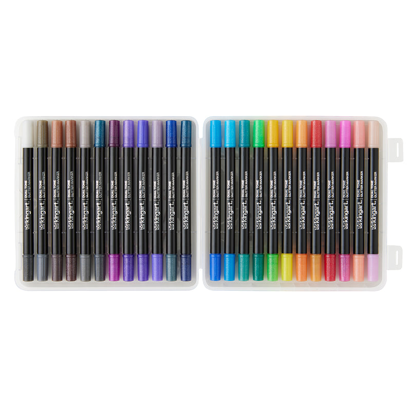 Dual Tone Glitter Markers – 24 Count, 48 Colors - MARKERS & PENS - KINGART