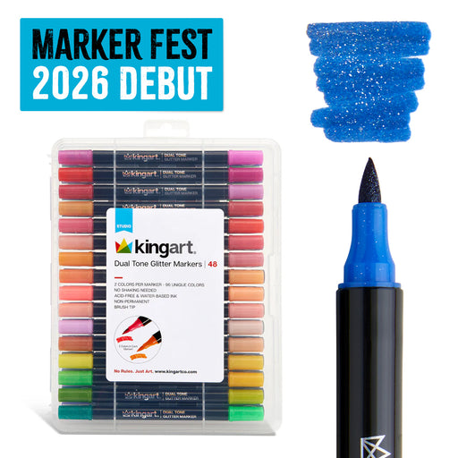 Dual Tone Glitter Markers – 48 Count, 96 Colors - MARKERS & PENS - KINGART