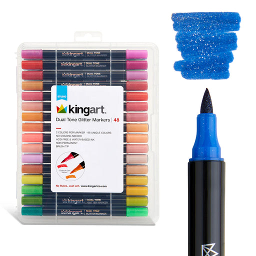 Dual Tone Glitter Markers – 48 Count, 96 Colors - MARKERS & PENS - KINGART