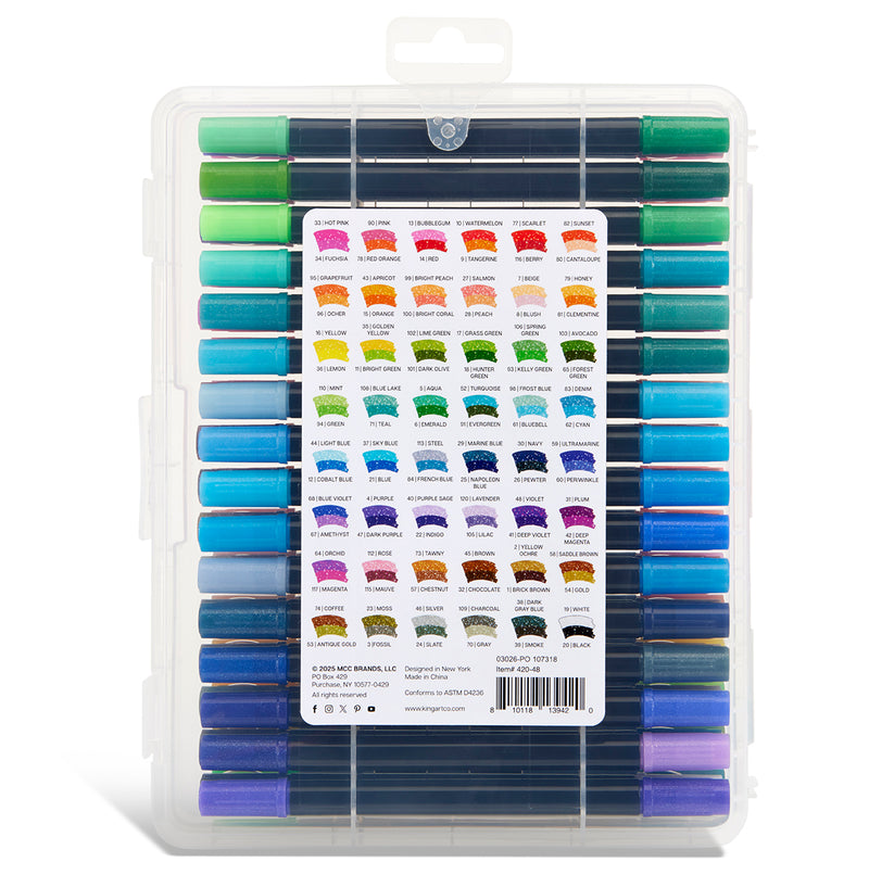 Dual Tone Glitter Markers – 48 Count, 96 Colors - MARKERS & PENS - SHANGHAI CMB IMPORT & EXPORT CO., LTD