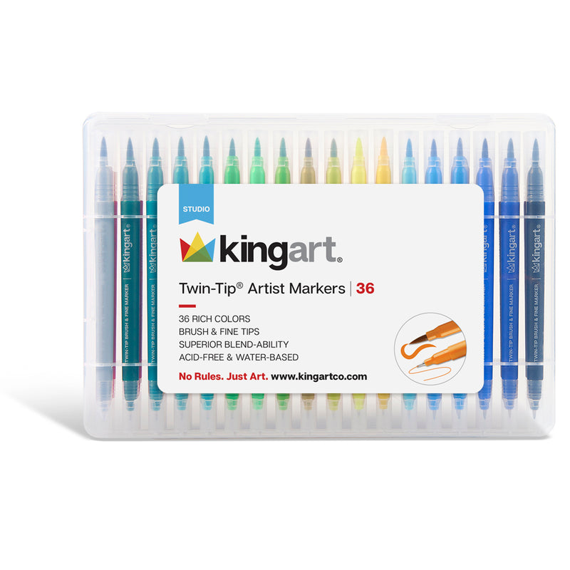 Twin-Tip™ Brush & Fine Markers 36 Colors - Studio - KINGART®