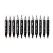 Double-Ended Glitter Art Markers – 12 Colors, Brush & Fine Tip - MARKERS & PENS - KINGART