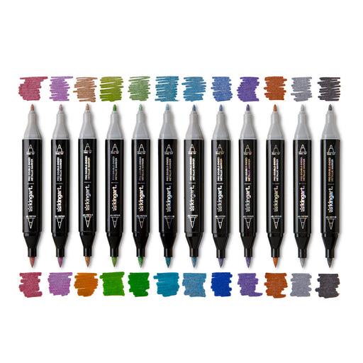 Double-Ended Metallic Markers – 24 Vibrant Colors, Acrylic Ink - MARKERS & PENS - KINGART