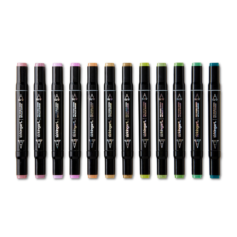 Double-Ended Metallic Markers – 24 Vibrant Colors, Acrylic Ink - MARKERS & PENS - KINGART