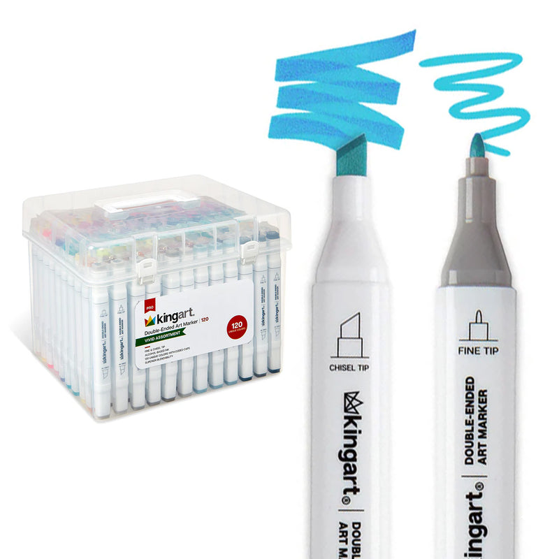 Double-Ended Alcohol Markers - 120 Colors - Pro - KINGART