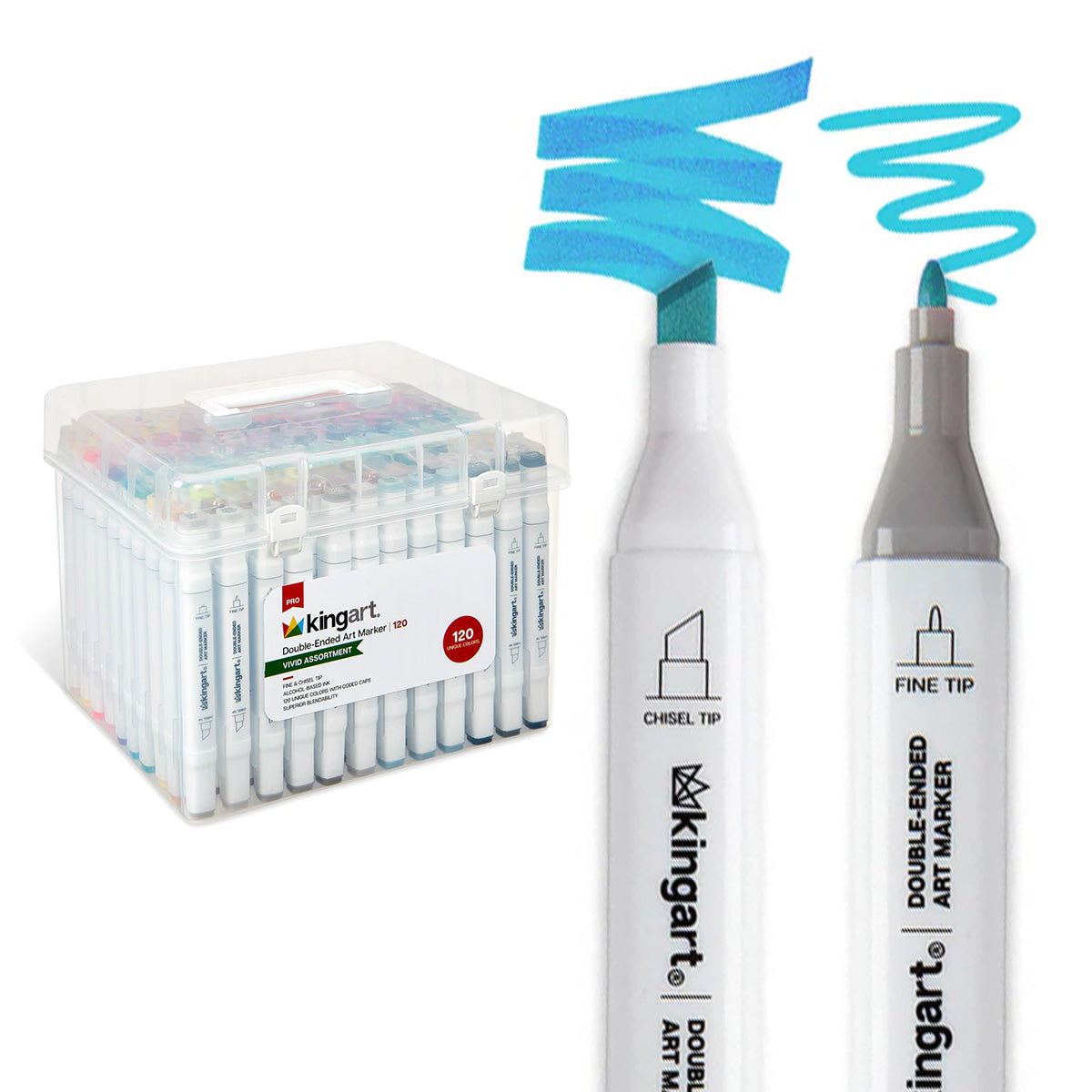 PRO Double-Ended Alcohol Markers - 120 Colors — KINGART display picture 1