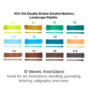 Double-Ended Alcohol Markers 12 Landscape Colors - Pro - KINGART