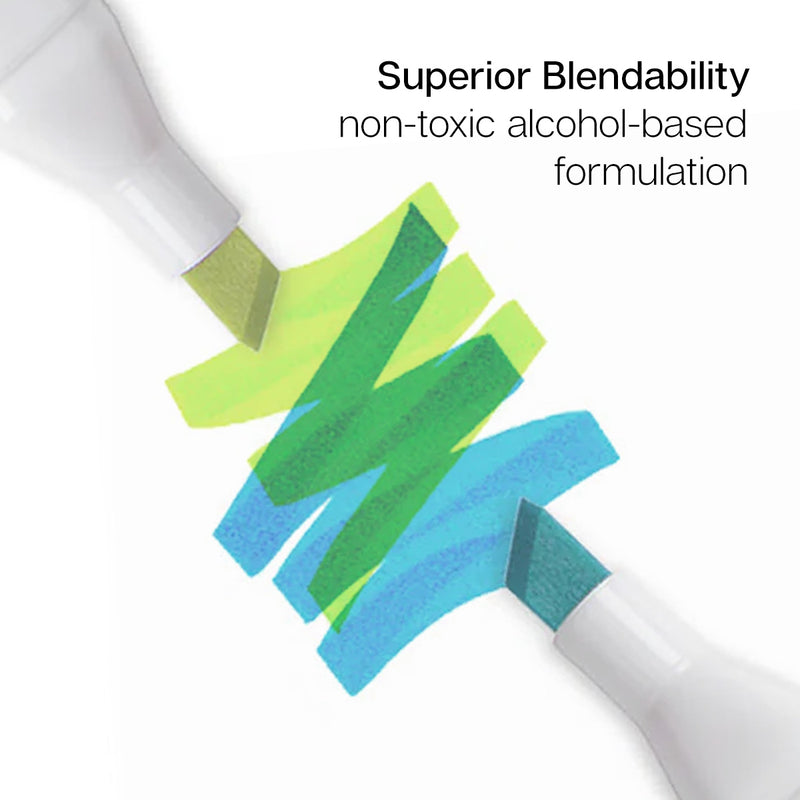 Double-Ended Alcohol Markers 12 Landscape Colors - Pro - KINGART