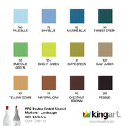 Double-Ended Alcohol Markers - 12 Landscape Colors - Pro - KINGART