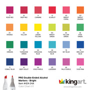 Double-Ended Alcohol Markers - 24 Bright Colors - Pro - KINGART