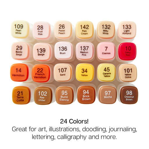 Double-Ended Alcohol Markers 24 Portrait Colors - Pro - KINGART