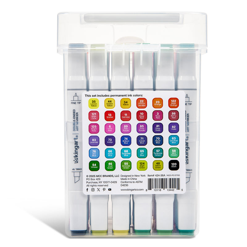 Double-Ended Alcohol Markers 36 Bright Colors - MARKERS & PENS - KINGART