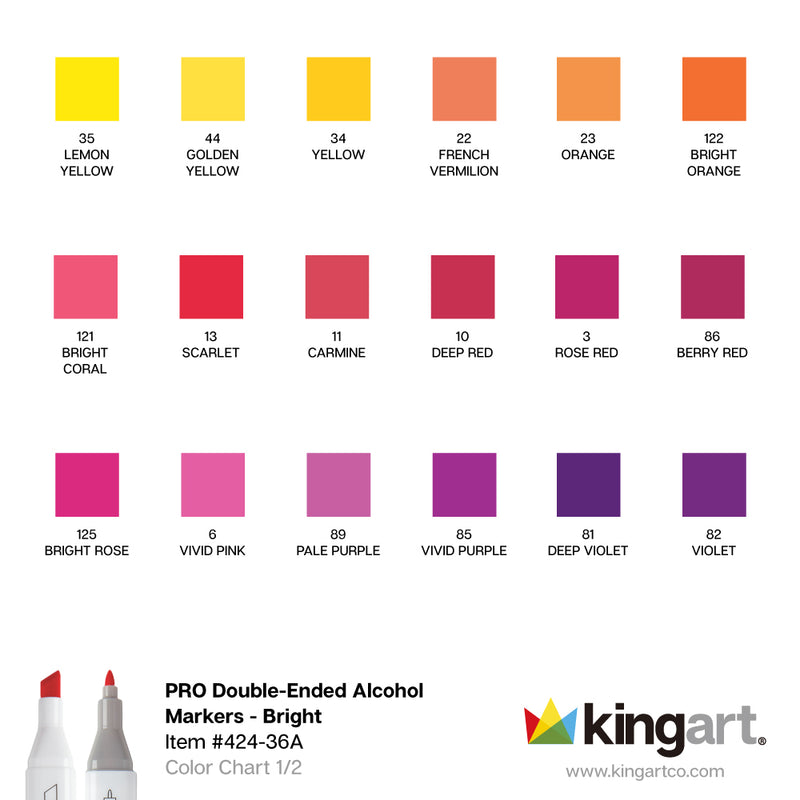 Double-Ended Alcohol Markers - 36 Bright Colors - MARKERS & PENS - KINGART