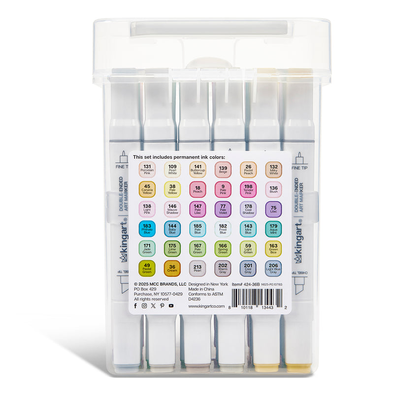 Double-Ended Alcohol Markers 36 Pastel Colors - MARKERS & PENS - KINGART
