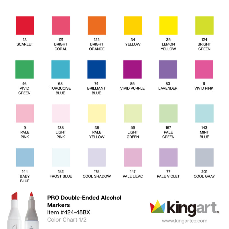 Double-Ended Alcohol Markers – 48 Colors - MARKERS & PENS - KINGART
