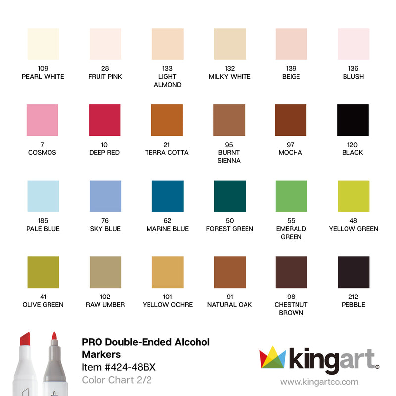 Double-Ended Alcohol Markers – 48 Colors - MARKERS & PENS - KINGART