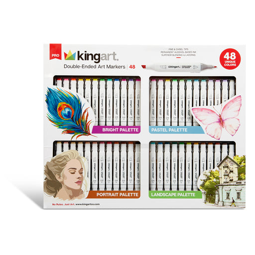 KINGART® PRO Double-Ended Art Markers – 48 Colors - MARKERS & PENS - KINGART