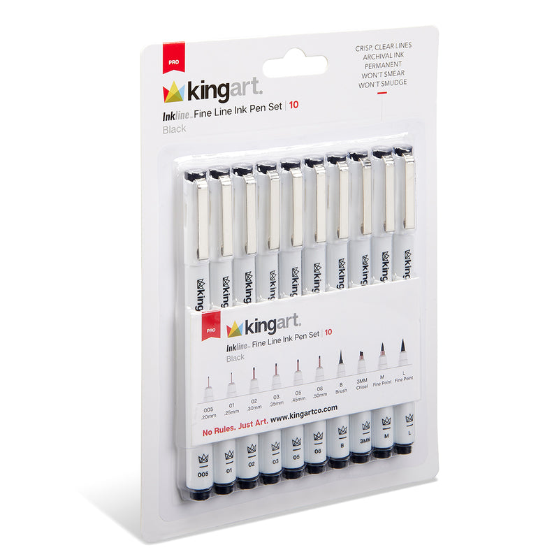 PRO Inkline™ Fine Line Pens, 10 pc - Pro - KINGART®