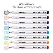 Inkline™ Fine Line Pens 8 Colors Size 8 - Pro - KINGART