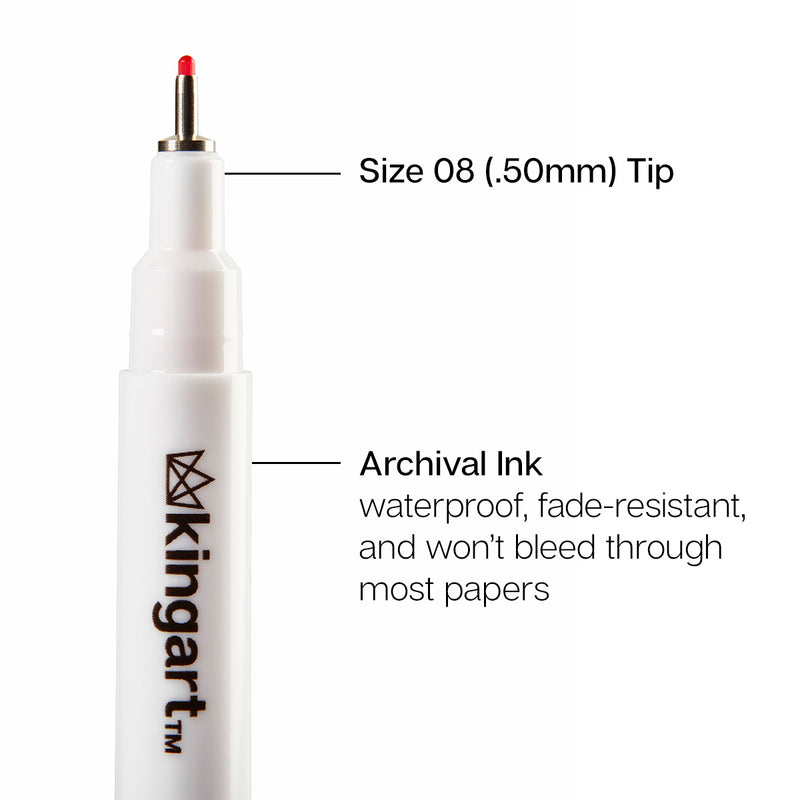 Inkline™ Fine Line Pens 8 Colors Size 8 - Pro - KINGART