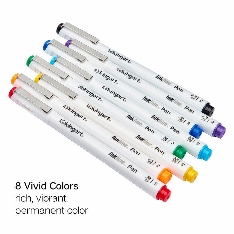 Inkline™ Fine Line Pens, 8 Colors Size 10 - Pro - KINGART