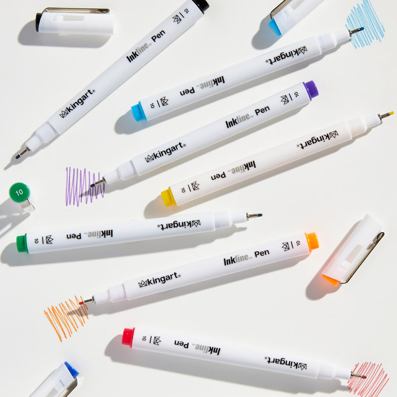 Inkline™ Fine Line Pens, 8 Colors Size 10 - Pro - KINGART