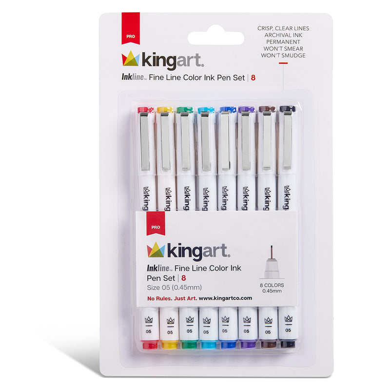 Inkline™ Fine Line Pens 8 Colors Size 05 - Pro - KINGART