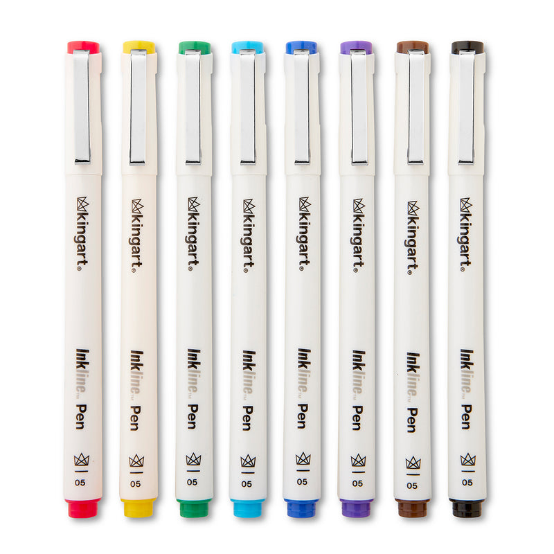 Inkline™ Fine Line Pens 8 Colors Size 05 - Pro - KINGART