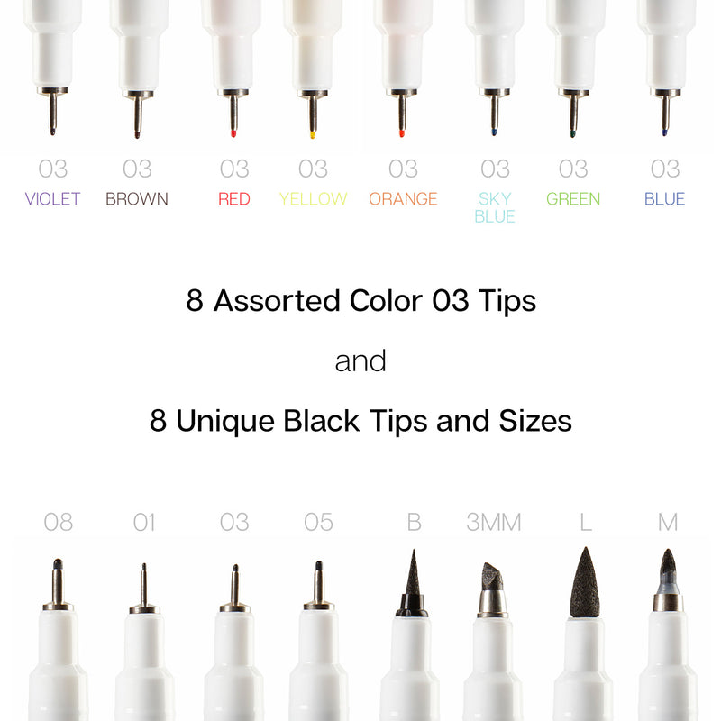 Inkline™ Fine Line Pens 16 pc - Pro - KINGART