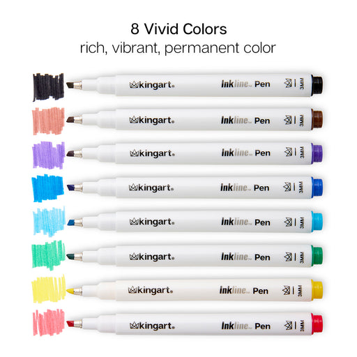 Inkline™ Chisel Tip Pens 8 Colors - Pro - KINGART
