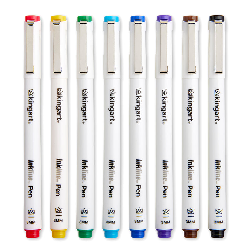 PRO Inkline™ Chisel Tip Pens 8 Colors - Pro - KINGART®