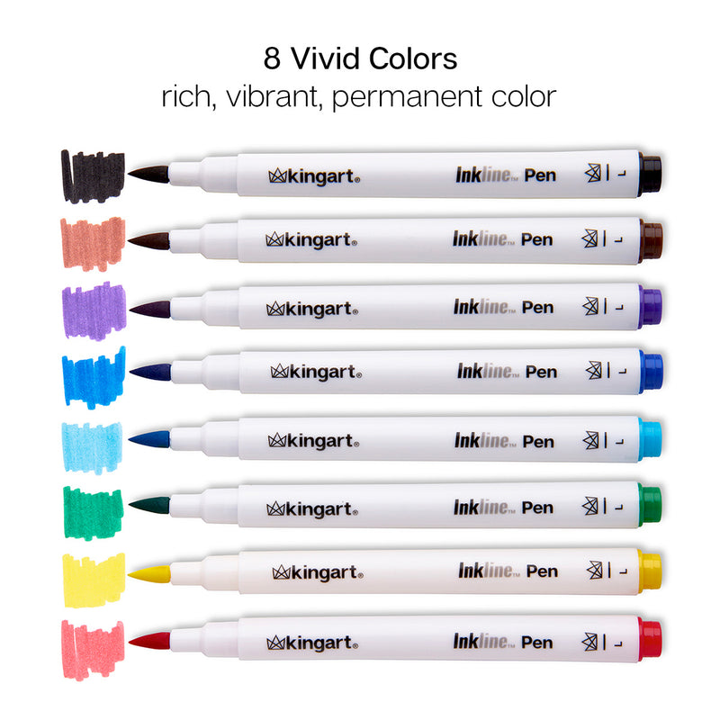 Inkline™ Large Tip Pens 8 Colors - Pro - KINGART