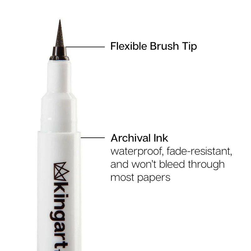 Inkline™ Brush Tip Pens 8 Colors - Pro - KINGART