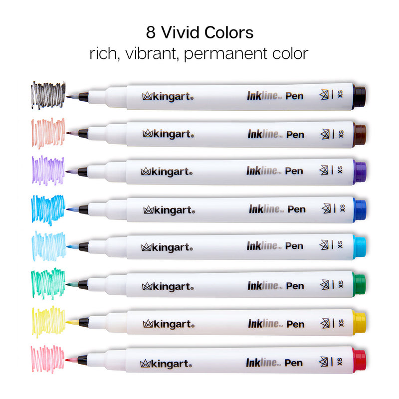 Inkline™ Fine Line Pens 8 Colors 0.45mm XS - Pro - KINGART