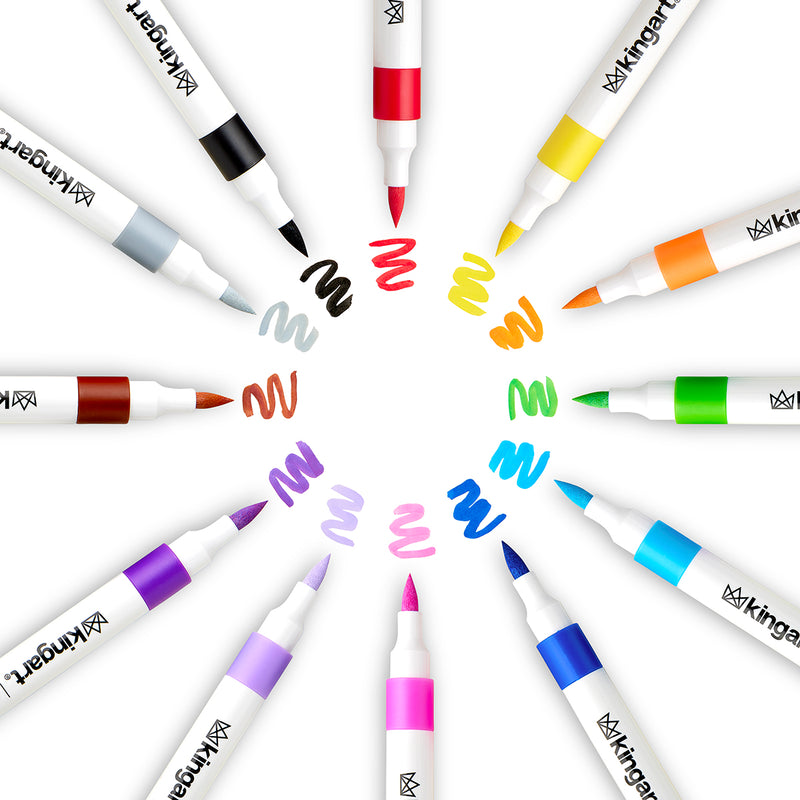 Acrylic Brush Tip Markers, 24 Colors - Studio - KINGART®