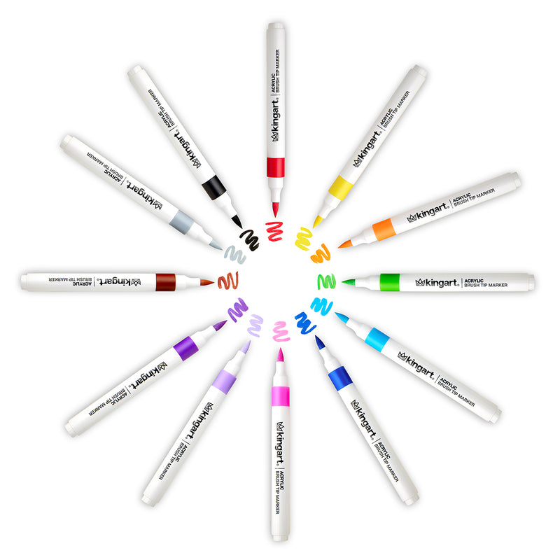 Acrylic Brush Tip Markers, 24 Colors - Studio - KINGART®