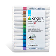 Acrylic Brush Tip Markers, 24 Metallic Colors - Studio - KINGART®