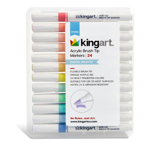 Acrylic Paint Brush Tip Markers - 24 Pastel Colors - MARKERS & PENS - KINGART