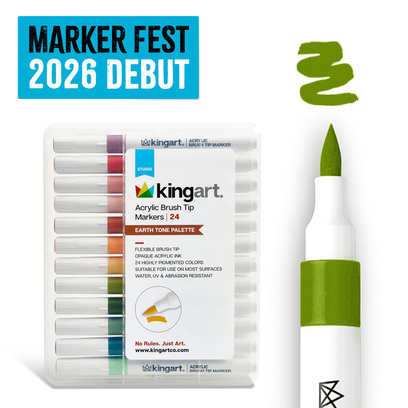 Acrylic Paint Brush Tip Markers - 24 Earth Tone Colors - MARKERS & PENS - KINGART