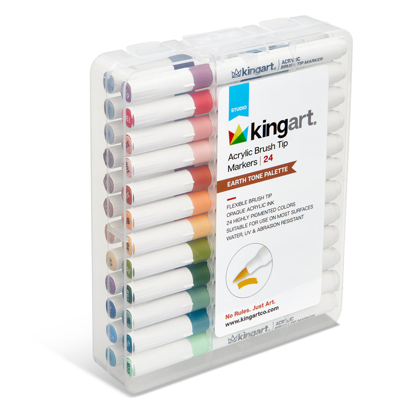 Acrylic Paint Brush Tip Markers - 24 Earth Tone Colors