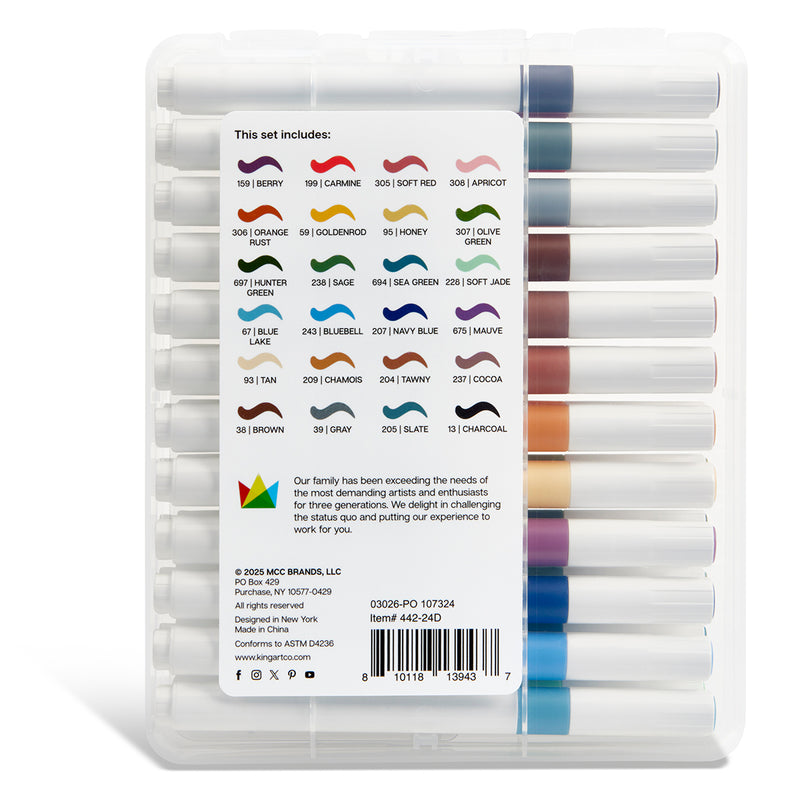 Acrylic Paint Brush Tip Markers - 24 Earth Tone Colors