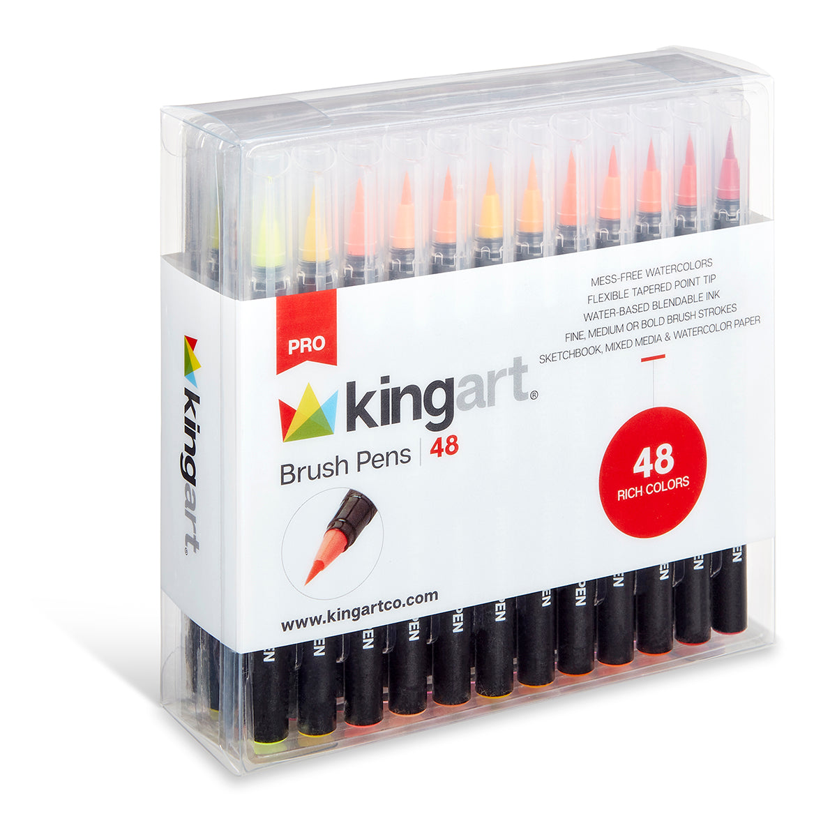 KINGART® PRO Real Brush Watercolor Pens, Set of 48 Unique Colors for  Creating Illustrations, Calligraphy, and Watercolor Effects